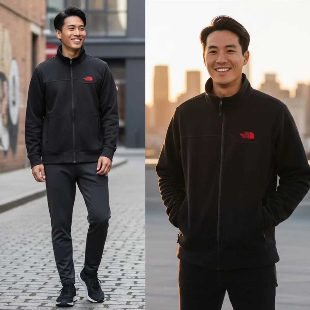 The North Face Jacket Men’s Black Full Zip Knit Fleece Lined Size Medium